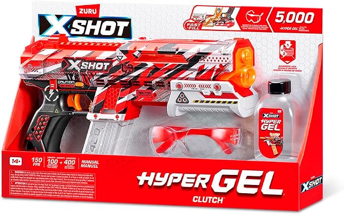 Pistola de Gel ZURU X-Shot Hyper Gel Clutch Blaster – 5,000 Gellets Incluidos | +14 Años