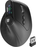 Transformers Ratón Vertical Ergonómico con Pantalla LED y Control de Perilla, Ratón Vertical Inalámbrico Recargable, Conectividad para 3 Dispositivos (2.4G + Bluetooth Dual), Clics Silenciosos