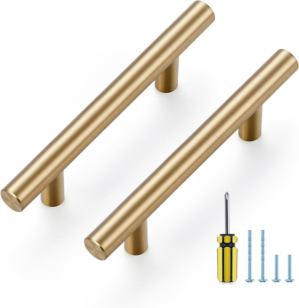 Ravinte Pack de 20 Manijas para Gabinete de Cocina, Bronce Champagne | Centro de 3 pulgadas, Acero Inoxidable, Tiradores para Cajon y Gaveta, 5 pulgadas de Largo, con Destornillador