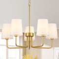 Candelabro Granja Moderno Kveosv 5 Luces Oro Pantalla Tela Blanca Altura Ajustable Luz Colgante Industrial Cocina Encima Mesa 64 cm Fixture Iluminación Comedor Sala