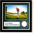 Vitrina para pelotas de golf, 9.8" x 8.6", vitrina para pelotas de golf, vitrina para hoyo en uno, con marco de fotos de 4x6, vitrina de golf de madera maciza y cristal HD (negro)