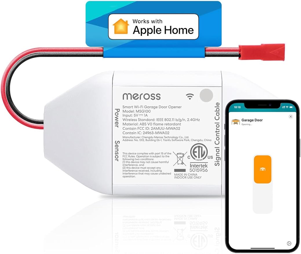 Abridor de Garage Inteligente meross WiFi – Compatible con HomeKit, Alexa, Google Assistant, SmartThings y CarPlay, Sin Hub