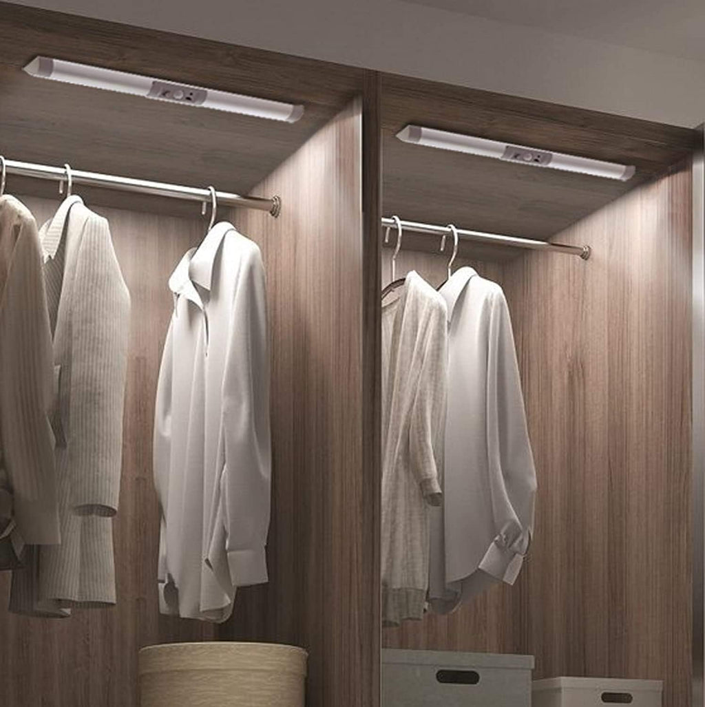 Paquete de 2 lámparas con perlas LED para clóset, sensor de movimiento, diseño de protección ocular para iluminación inalámbrica debajo de gabinete, luz nocturna recargable para armarios y despensas