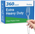 Dealusy 360 Tenedores de Plástico Transparente Extra Resistentes | Desechables sin BPA, Resistentes al Calor | A Granel para Fiestas
