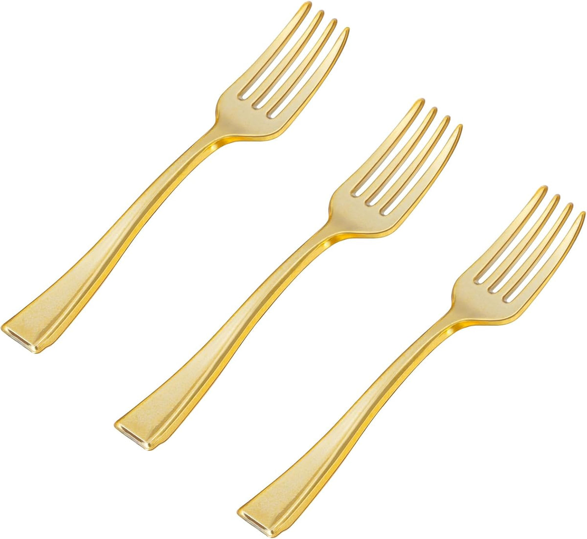 N9R Mini Tenedores Plasticos Dorados 300 Piezas 10cm | Tenedores Desechables Resistentes para Aperitivos y Postres de Fiesta