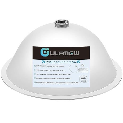 Paquete de 1 cuenco de polvo para taladro y sierra de agujero para perforar, instalar luces empotradas y funciona con todas las sierras de agujero, colector de aserrín de taladro transparente de silicona, añade rodamientos para mayor durabilidad