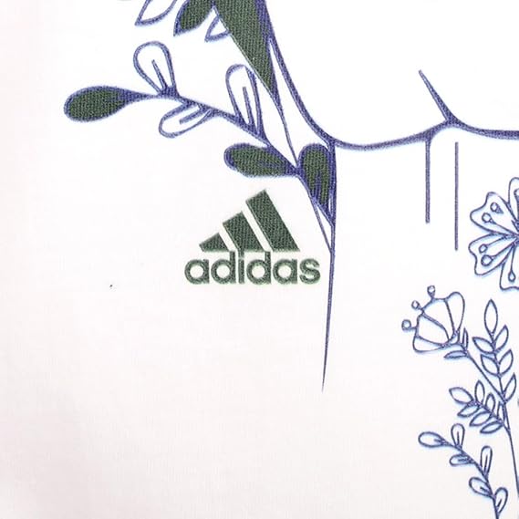 Camiseta Adidas Estampado Floral para Mujer – Talla XS, Color Blanco con Flores