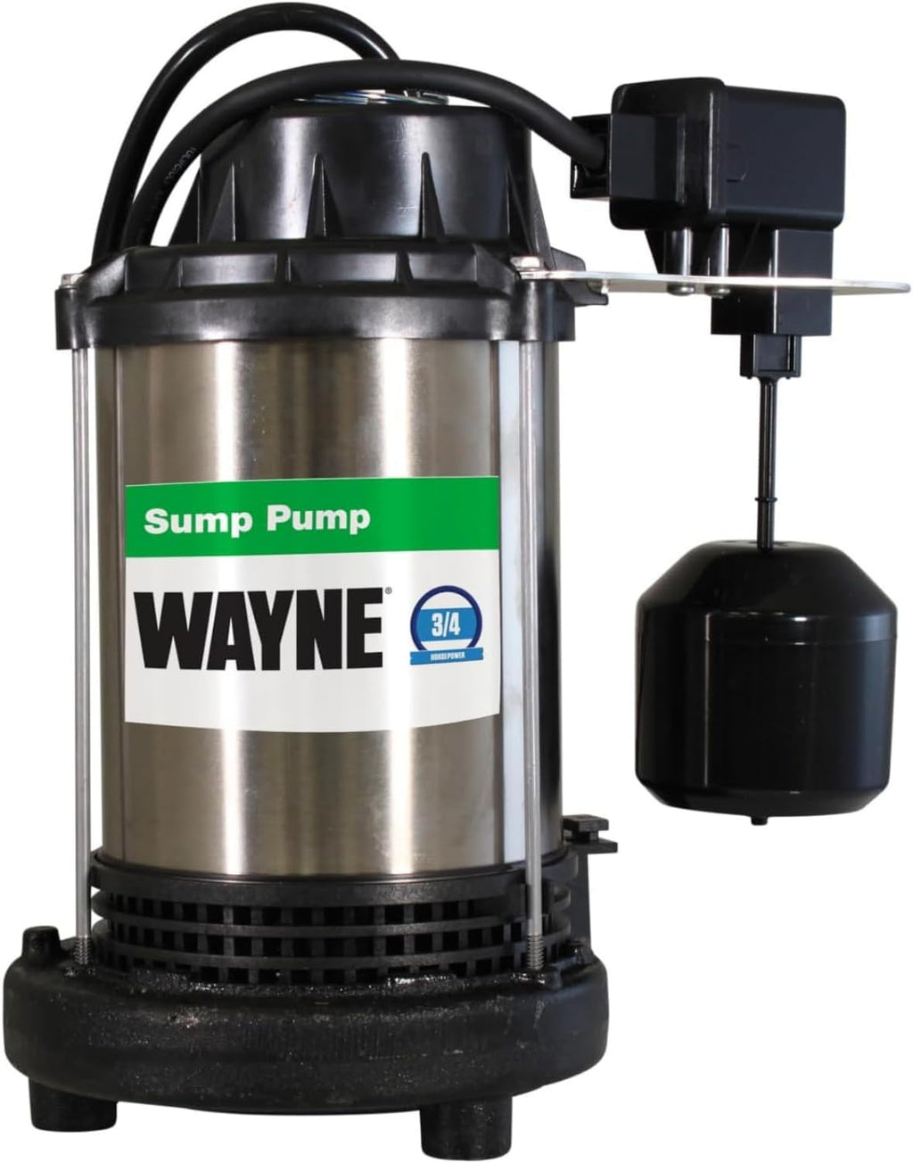 Wayne CDU980ET 3/4 HP Submersible Sump Pump – Cast Iron & Stainless Steel, 5,490 GPH, 5-Year Warranty