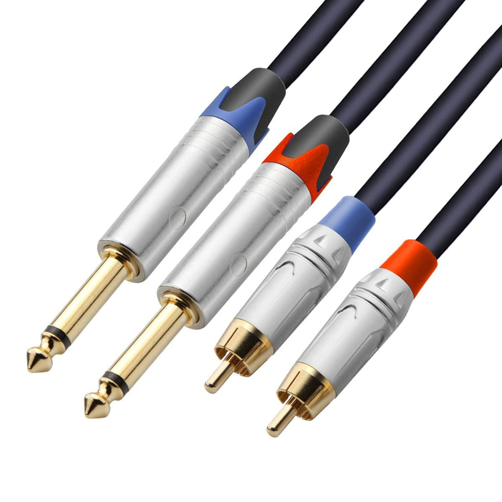 Tisino Cable RCA a 1/4 de pulgada | Cable de Audio Estereo Dual RCA a Dual 1/4 pulgada TS | Cable de Interconexion | 3 metros
