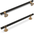 KOMOTIA Paquete de 10 tiradores para gabinetes de 38 cm (15 pulgadas), moleteados, en negro mate y bronce champán. Tiradores para cajones de aluminio y aleación de zinc. Herrajes sólidos para gabinetes.