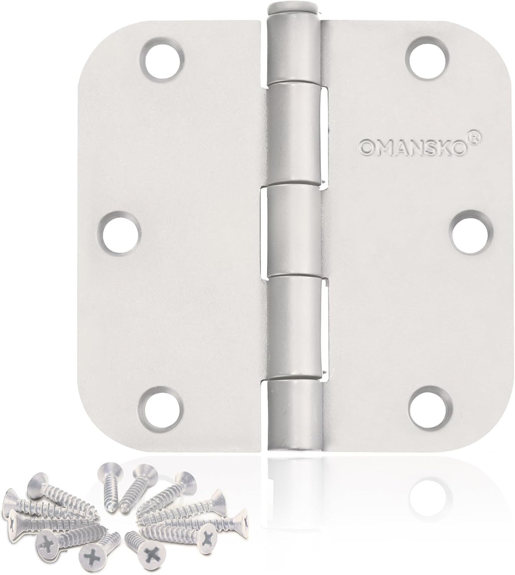 Paquete de 18 Bisagras para Puertas Blancas 3.5x3.5'' – Esquinas Redondeadas, para Puertas Interiores de Madera