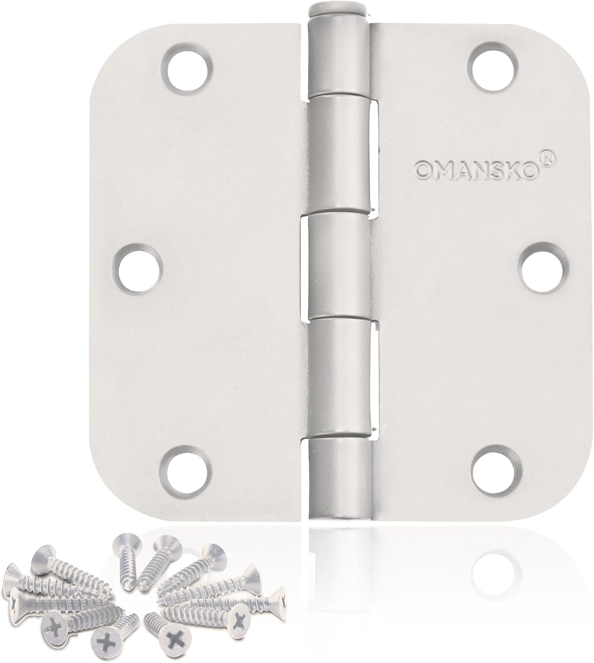 Paquete de 18 Bisagras para Puertas Blancas 3.5x3.5'' – Esquinas Redondeadas, para Puertas Interiores de Madera