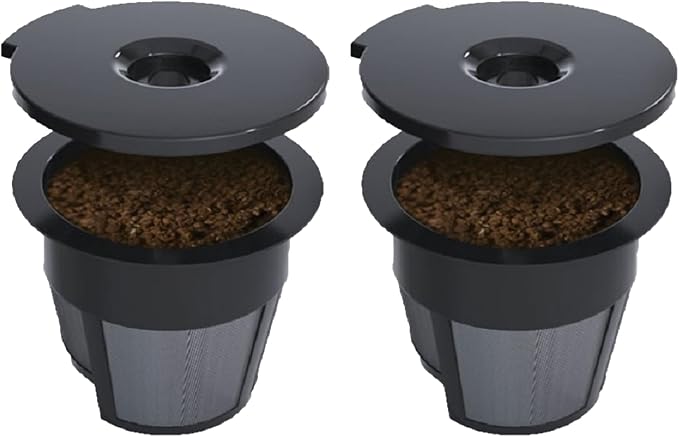 K Cups reutilizables, paquete de 2 filtros universales de café para Keurig, Cuisinart y Mr. Coffee Brewers - Malla de acero inoxidable, sin BPA