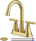 Grifo de Lavabo Dorado Cepillado 4 pulgadas | Centerset 2 Manijas de Acero Inoxidable Sin Plomo con Desague y Mangueras para Bano y RV
