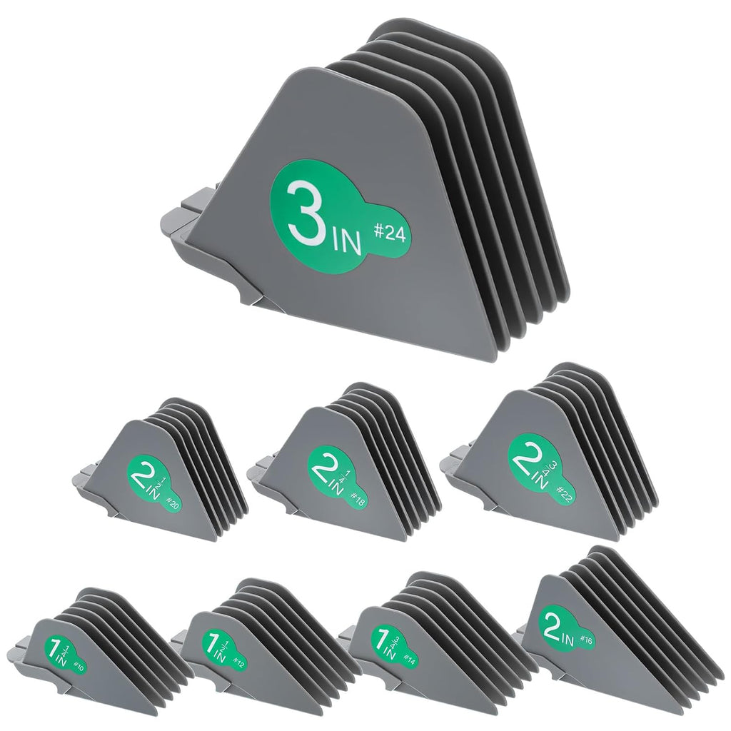 Guías para Cortadora de Cabello 8 Piezas 3 Pulgadas | Peines Guía Grises | 1/4, 1/2, 3/4 Pulgada, No.16, No.12, No.10 | Compatibles con la Mayoría de Wahl