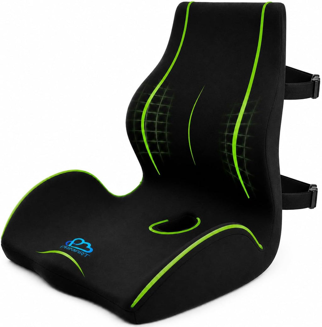 Cojín ergonómico de espuma viscoelástica para silla de oficina, asiento de coche, silla de comedor, silla de videojuegos y silla de ruedas, almohada de soporte lumbar y de espalda completa de una sola pieza, alivio del dolor de espalda, coxis
