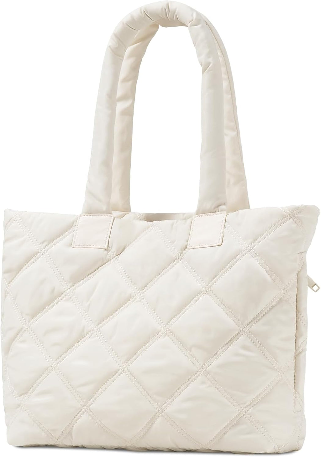 Bolso de mano acolchado Soewten para mujer, con cremallera, ideal para el trabajo o viajes. Color beige.