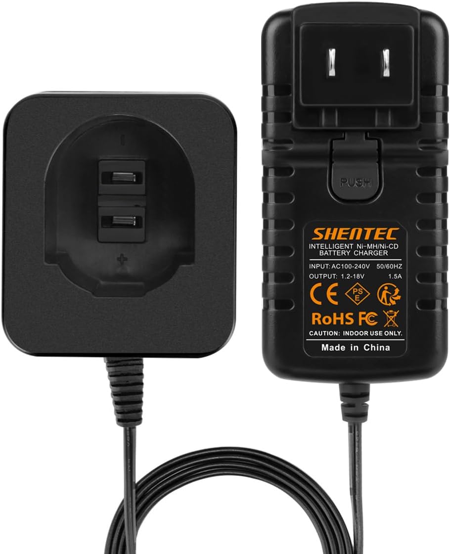 Cargador Batería Shentec 7.2V-18V Compatible con Black&Decker PS120 PS130 PS140 Baterías Estilo Pod Ni-MH/Ni-Cd