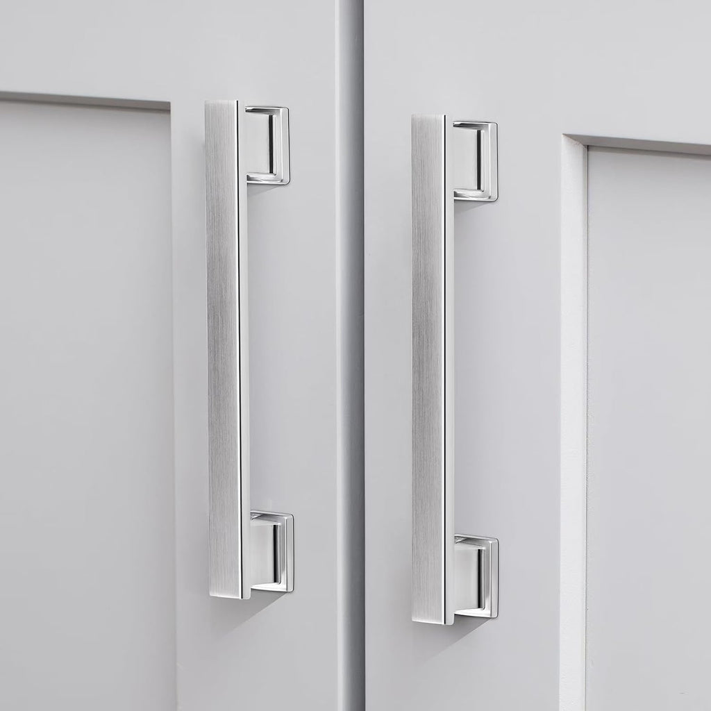 Set de 10 Jaladera para Gabinete VEHCIL Niquel Cepillado 5" (128mm) – Zinc Sólido para Cocina y Baño