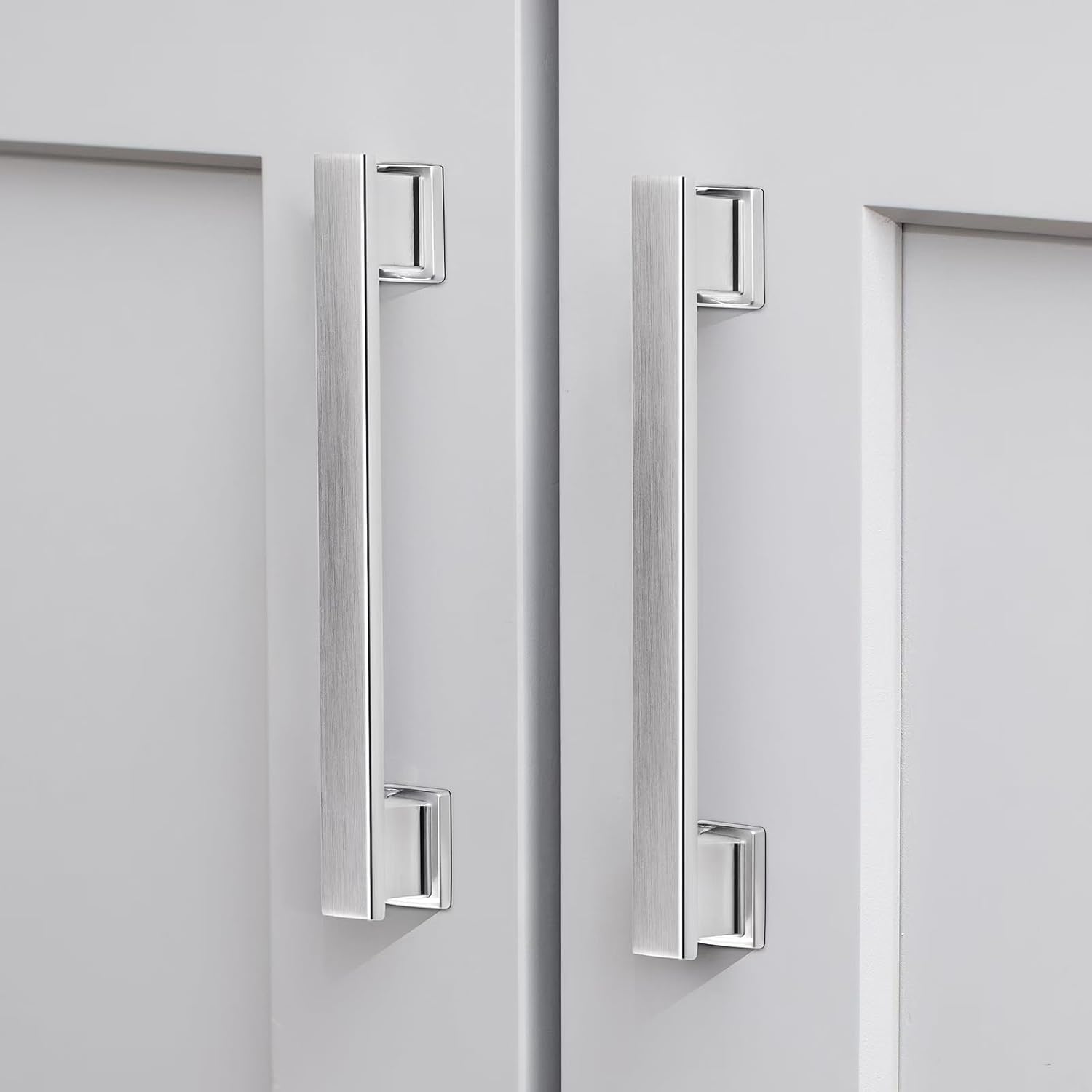 Set de 10 Jaladera para Gabinete VEHCIL Niquel Cepillado 5" (128mm) – Zinc Sólido para Cocina y Baño