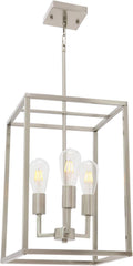 Lámpara de Araña Clásica VINLUZ 3 Luces | Acabado Níquel Cepillado | Interior | Vestíbulo Pasillo Cocina Comedor | 1 Unidad