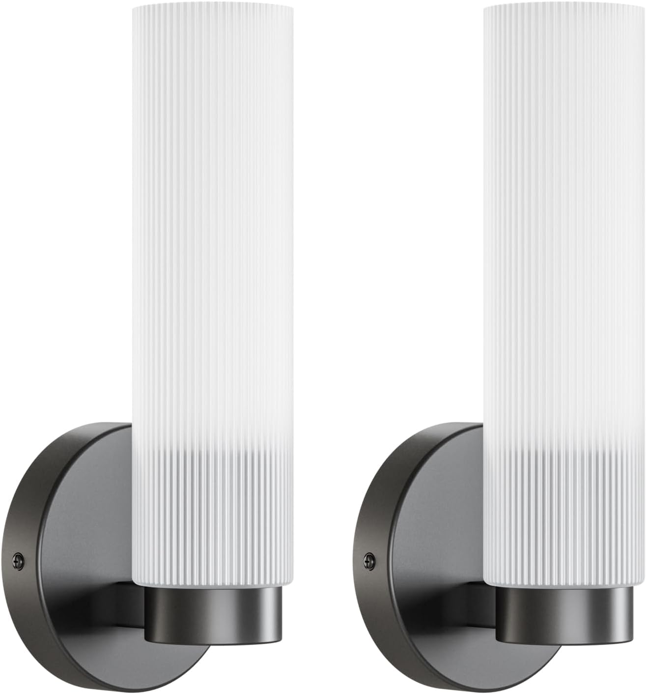 TETOTE Black Wall Sconces Set of Two Modern Bathroom Wall Light Fixtures Farmhouse Wall Lights with Frosted Glass Shade for Mirror Bedroom Living Room