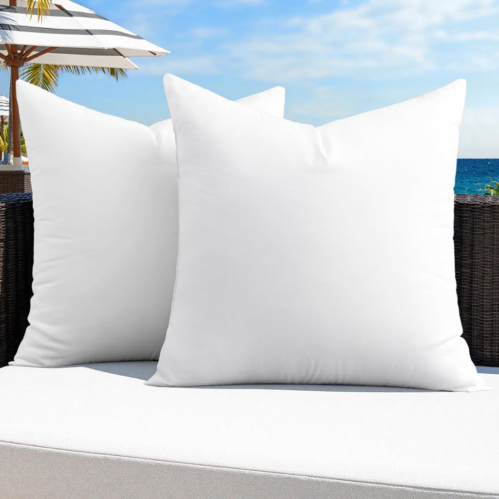 MIULEE Paquete de 2 rellenos para almohadas de exterior de 61 x 61 cm, almohadas decorativas de exterior resistentes al agua, fundas de almohada cuadradas de primera calidad para columpios de porche, sofás, sillones y muebles de patio.