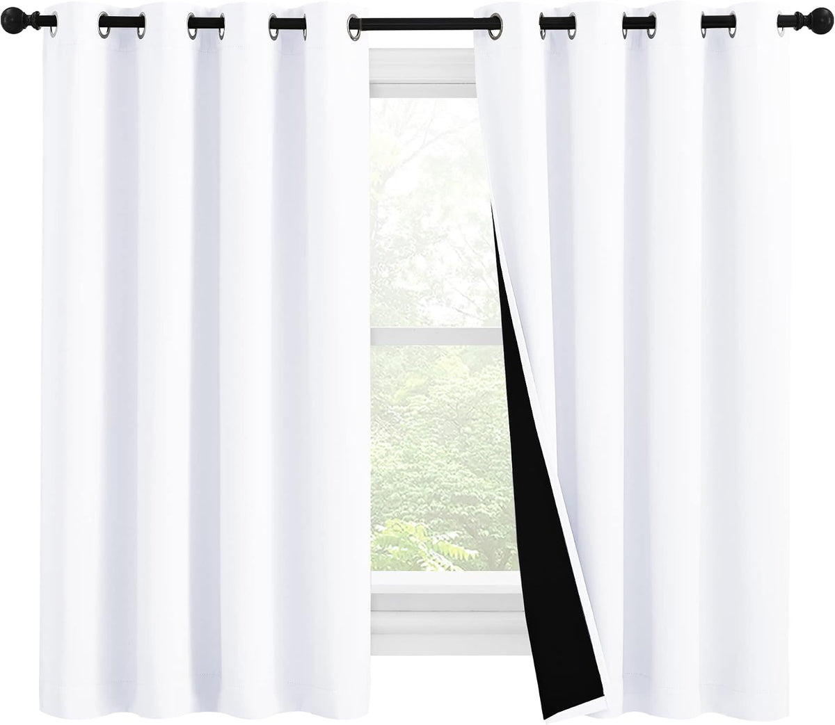 Cortinas NICETOWN 100% Blackout 57 pulgadas de Largo | Doble Capa Totalmente Opacas | ARTICULO VIENE COMO SE MUESTRA EN LA SEGUNDA IMAGEN ) 2 PIEZAS CONTIENE