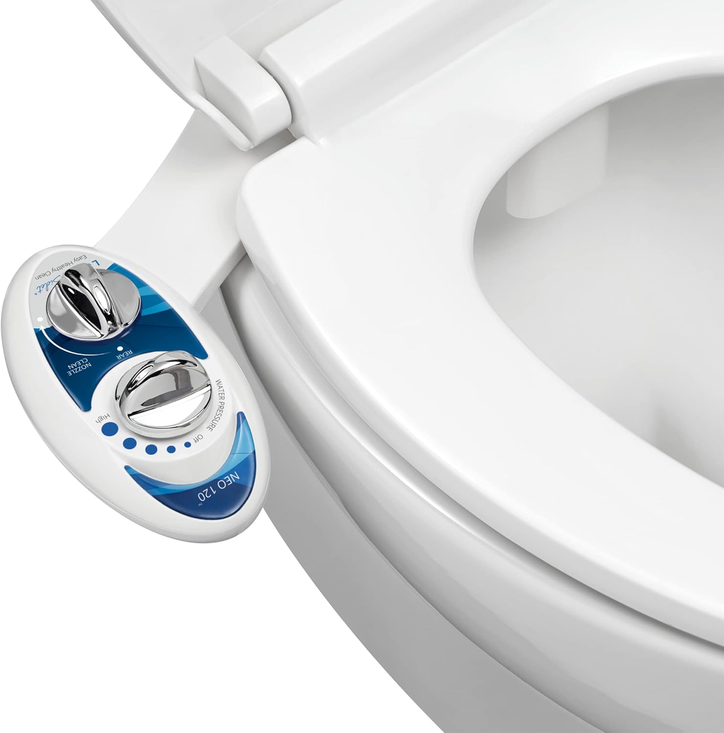 LUXE Bidet NEO 120 - Paquete de 2 accesorios de bidé, autolimpiante, no eléctrico (blanco y azul)