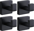 Pack 4 Ganchos de Pared Fenas Negro Mate - Acero Inoxidable, 15 kg, Baño, Cocina y Dormitorio