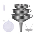 Juego 5 en 1 de Embudos para Llenar Botellas de Acero Inoxidable, Embudos de Cocina Pequeños para Transferir Aceites Esenciales, Líquidos, Especias, Ingredientes Secos y Polvos, Resistentes y Seguros para Lavar en Lavavajillas