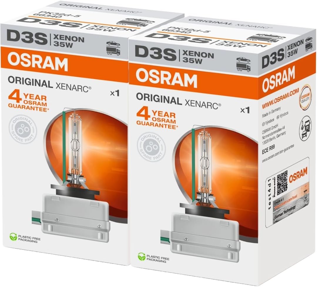 Bombilla de Luz Xenón HID Osram 66340HBI Xenarc 35W D3S PK32D-5 4600K (Paquete de 2)