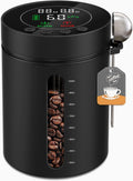 Recipiente automático al vacío para café, contenedor de café de 1,3 L con sensor de presión inteligente, pantalla LED, ventana, cuchara medidora, recargable, hermético, para almacenar granos de café, alimentos molidos y té en la cocina del hogar.