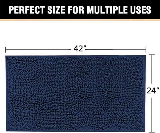 Alfombra de Baño H.VERSAILTEX Chenille Azul Marino — Microfibra Suave, Lavable, Antideslizante, 50x80cm