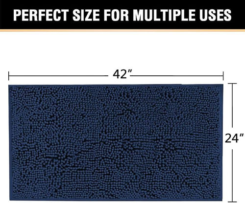 Alfombra de Baño H.VERSAILTEX Chenille Azul Marino — Microfibra Suave, Lavable, Antideslizante, 50x80cm