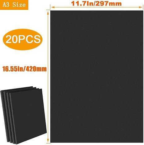 LOSYHU 20 Planchas de Foam Negro A3 – 11.7"x16.5", 5mm de Grosor, Para Presentaciones, Escuela, Oficina y Proyectos de Arte