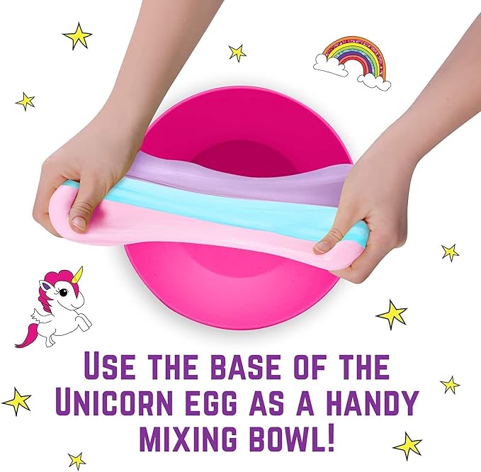 Kit para hacer slime con forma de huevo de unicornio brillante de GirlZone. ¡Todo en un huevo grande para crear muchos tipos diferentes de slime! Regalos de cumpleaños fantásticos para niñas.