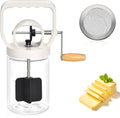 CAROD Mantequera Manual Tradicional | Capacidad 1.2L Frasco de Vidrio con Tapa Cernidora | Mantequilla Casera en 15 Min | Diseno Mejorado Anti Lesiones