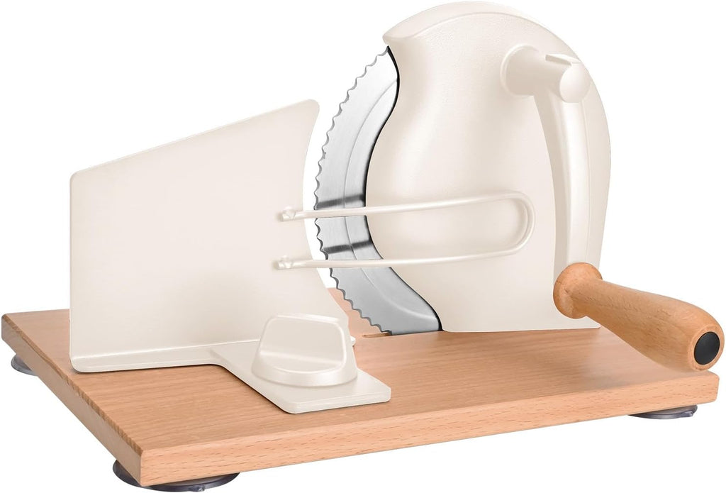 Rebanadora Manual de Pan SOWKIPE – Manivela Ajustable, Cuchilla de Acero Inoxidable, Grosor Variable, Color Blanco