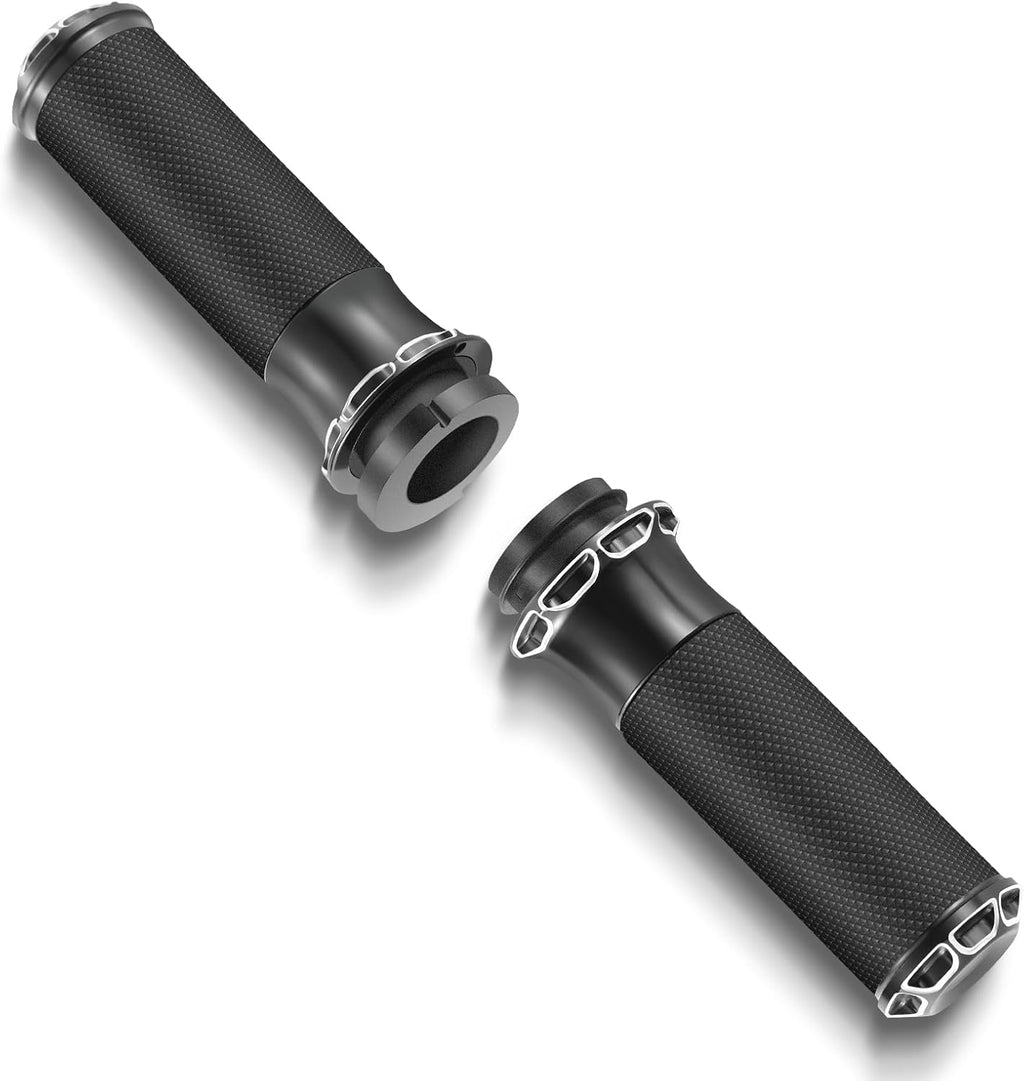 Empuñaduras Manillar Motocicleta 1 Pulgada Negro Street Glide Flhx, Harley Davidson Touring Glides Acelerador Electrónico 2008-2023, CNC Corte Edge