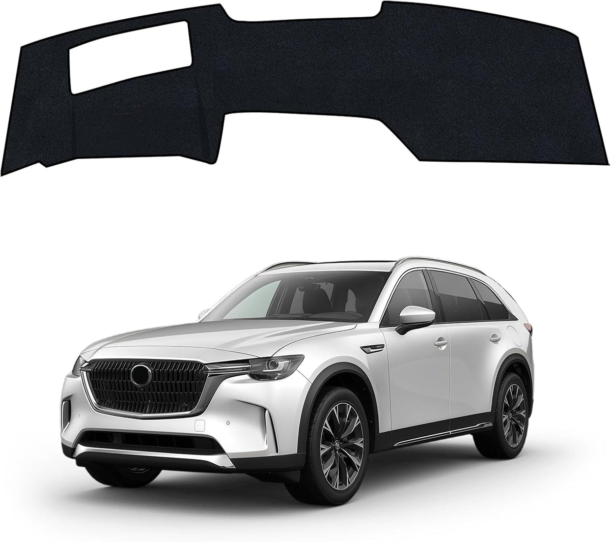 Con diseño en el centro | Funda de Tablero WAYIDSS para Mazda CX90 2024-2025-2026 | Compatible con HUD, Antideslizante, Protección Solar