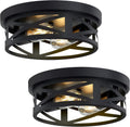 SKEJAO Lampara de Techo Flush Mount Negra 2 Luces | para Pasillo, Cocina, Dormitorio y Bano Estilo Granja (Pack 2)