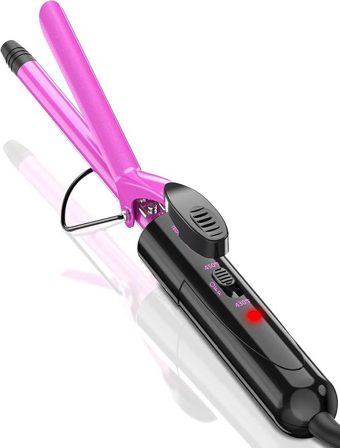 DAN Technology Rizador pequeño de 1/2 pulgada de 13 mm de cerámica con temperatura ajustable y voltaje dual para rizos apretados, cabello corto y bucles