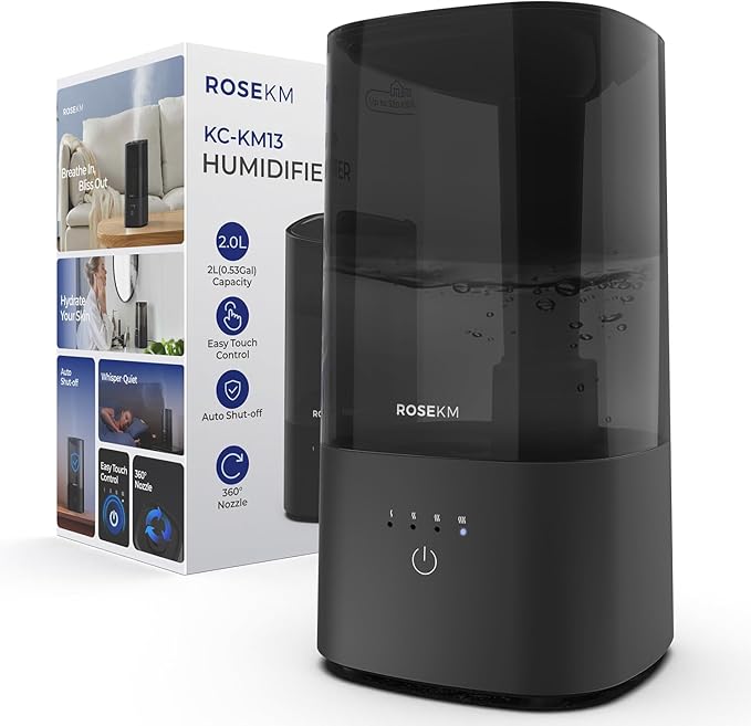 Humidificador Ultrasónico para Dormitorio – 2L, Silencioso, Niebla Fría, Apagado Automático
