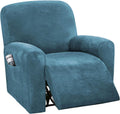 H.VERSAILTEX - Fundas elásticas de terciopelo para sofá reclinable (4 piezas), color azul pavo real 