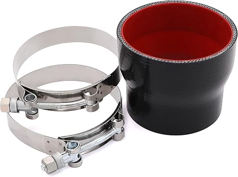 Acoplador reductor recto de silicona para manguera de 3 pulgadas a 3.5 pulgadas, 4 capas con abrazadera de perno en T de acero inoxidable para turbo/intercooler/tuberías de admisión