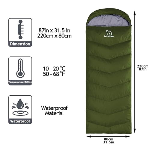 Saco de Dormir Friendriver XL | Versión Mejorada | Para las 4 Estaciones | Camping