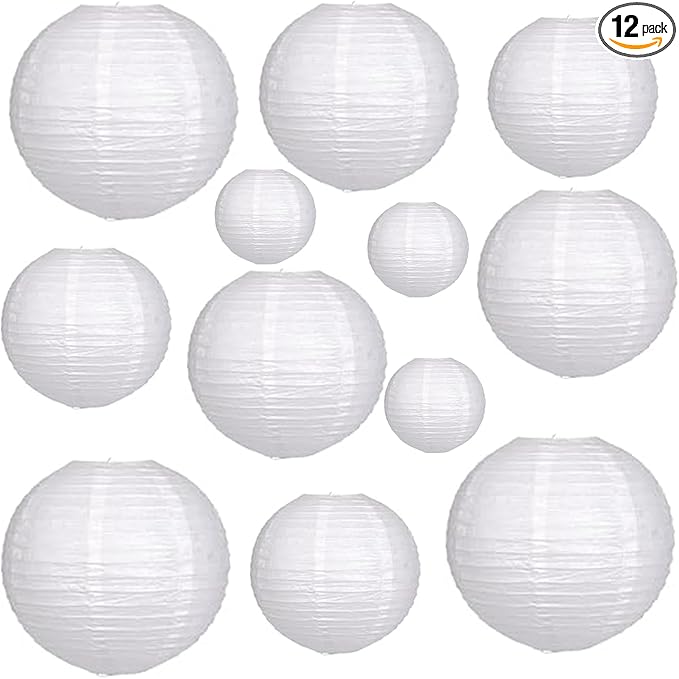 ⚠️ 6 GRANDES 4 MEDIANOS 2 PEQUEÑOS | 12 Linternas de Papel 6, 8, 10, 12 Pulgadas — Decoración para Bodas, Fiestas y Eventos