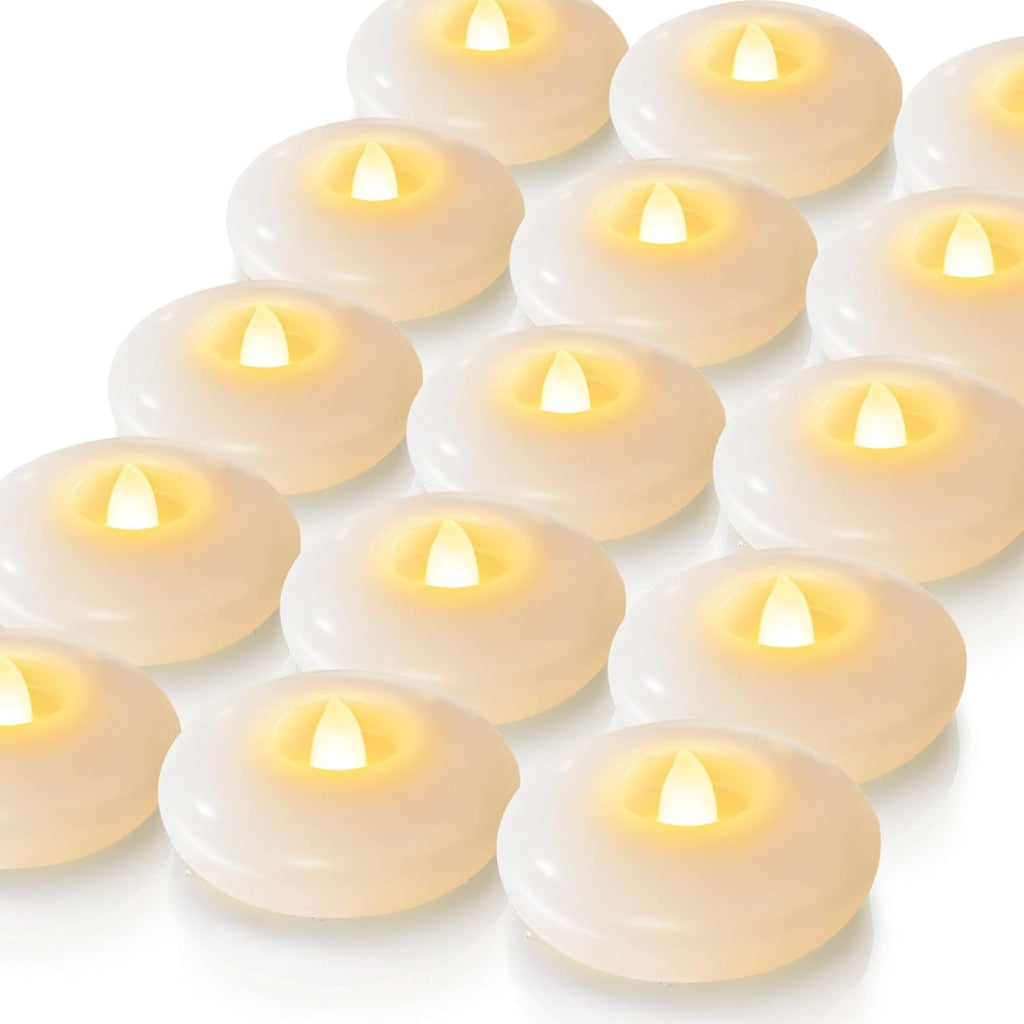 Velas Flotantes LED sin Llama Homemory 24 Pzs | 3" | 200 Horas | Impermeables para Floreros y Centros de Mesa