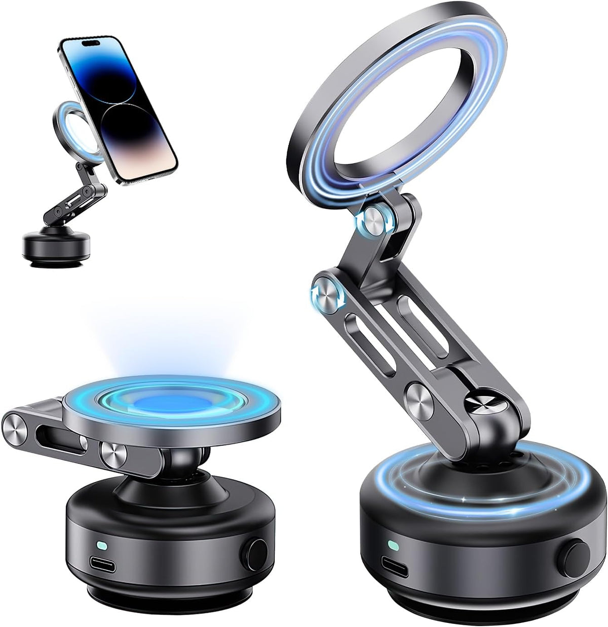 Soporte magnético para teléfono de coche YOUSHEME Nixie Vacuum, soporte para teléfono Nixie Nâ‚¬„•Go Pro 360 con ventosa ajustable, soporte magnético plegable inteligente de doble cara para teléfono manos libres para superficies lisas